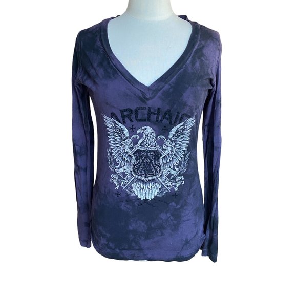 Archaic by Affliction Free Air Y2K Tattoo Graphic Eagle US Flag Grunge Top-L - Picture 15 of 15